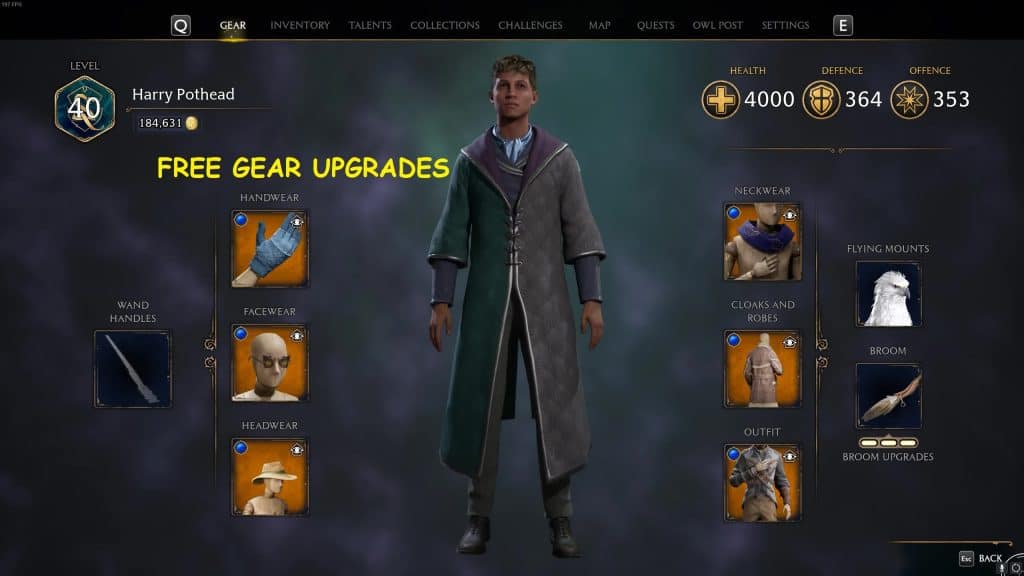 Free Gear Upgrades Hogwarts Legacy Mod
